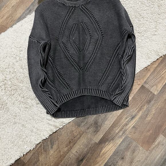 Buckle Gilded Intent Size XS Oversized Distressed Gray Crewneck Sweater - Picture 4 of 7